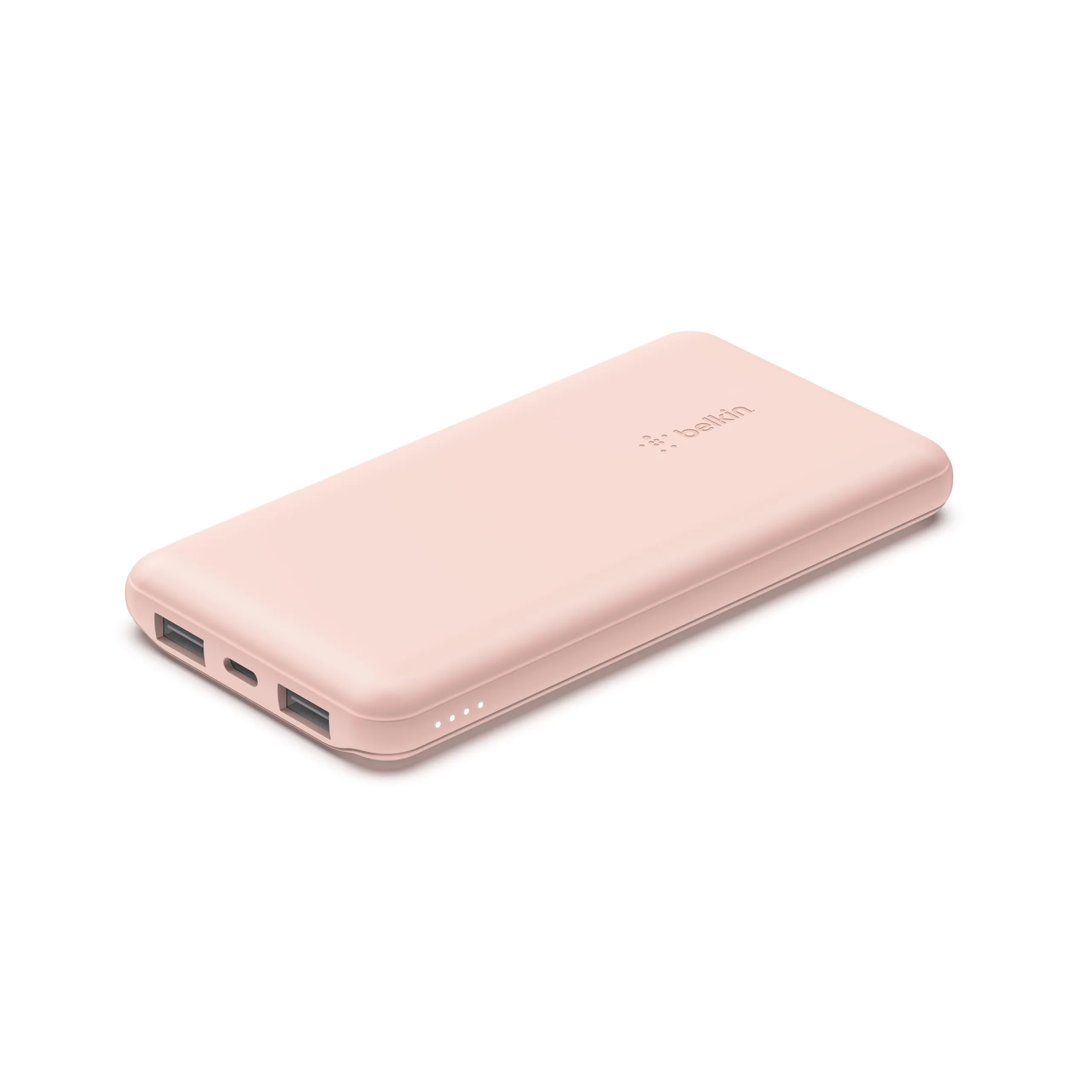 Belkin 10000 mAh 15W PD 3.0 Slim Fast Charging Power Bank with 1 USB-C and 2 USB-A Ports to Charge 3 Devices Simultaneously, for iPhones, Android Phones, Smart Watches & More - Rose Gold