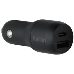 Belkin 37 Watt Dual Port USB   USB-C Car Charger/Adapter - Black