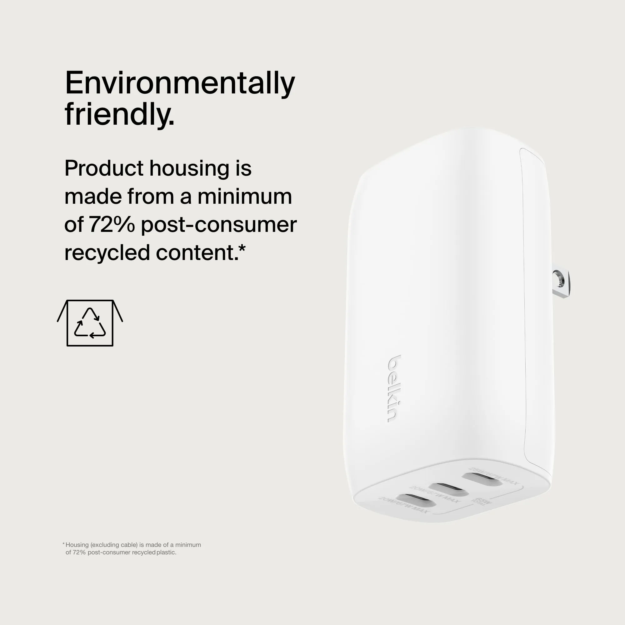 Belkin BoostCharge 3-Port USB-C Wall Charger with PPS 67W, USB-C PD 3.1 Enabled Fast Charging iPhone Charger for iPhone 16 Series, MacBook Pro, AirPods, Galaxy, and Other PD Enabled Devices - White