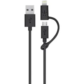 BELKIN Micro USB Cable with Lightning Adapter, 3ft F8J080bt03-BLK