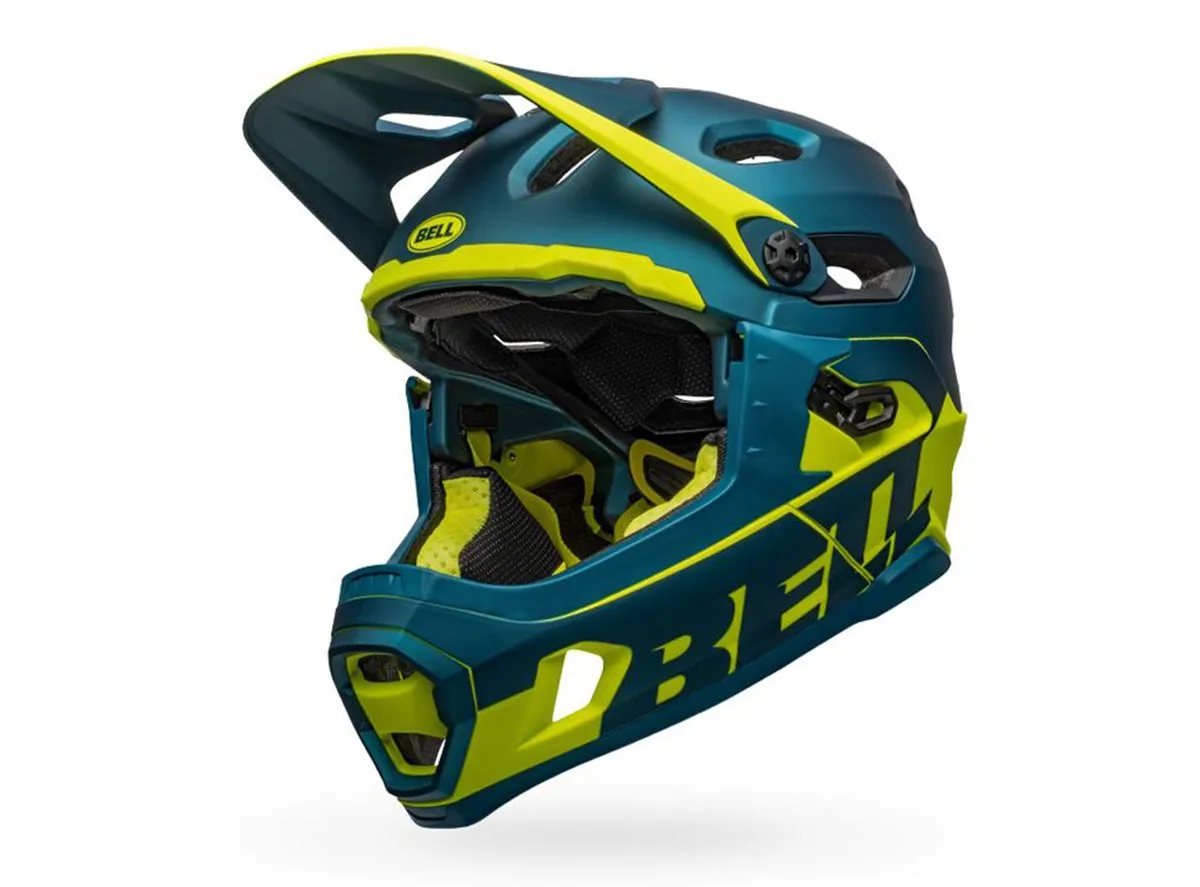 Bell Super DH Spherical Full Face Helmet - Matt Gloss Blue-Hi Viz