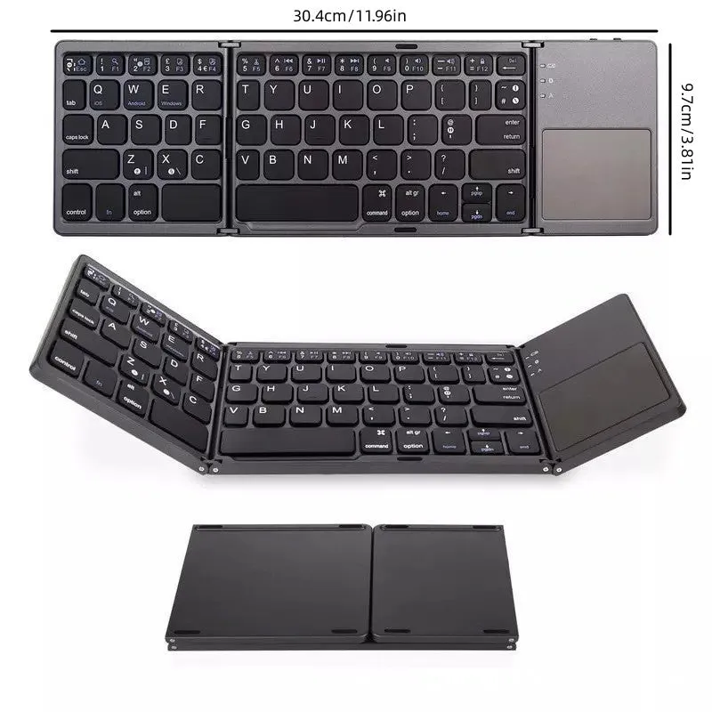 Bi-fold/Three Fold Wireless Foldable Keyboard Computer Office Silent Ultra-thin Portable Keyboard Three Systems Universal