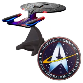 BUNDLE - Star Trek Enterprise 1701-D Bluetooth Speaker, with Starfleet Command Qi Charger