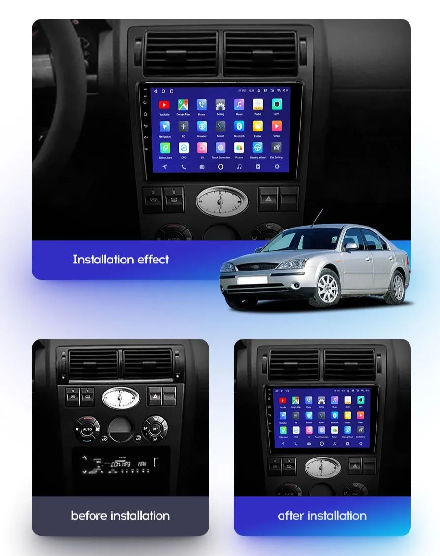 Car Dealz Premium Model 10.2" Android 10.0 For Ford Mondeo 3 2000 - 2007 In Dash Plus OEM Fascia