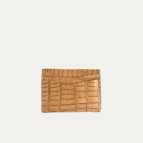 Card Holder | Tan Croc Print Patent Leather