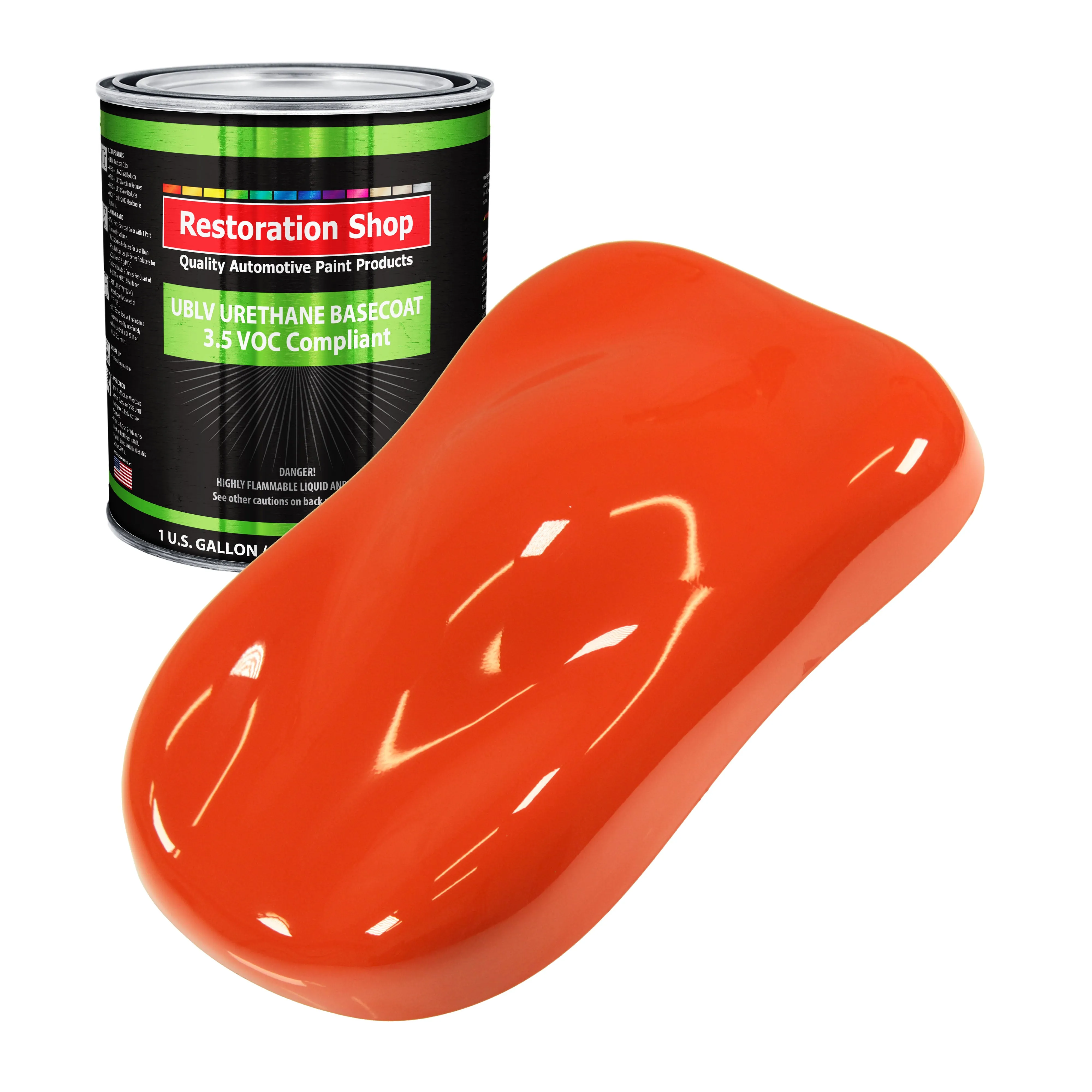 Charger Orange - LOW VOC Urethane Basecoat Auto Paint - Gallon Paint Color Only - Professional High Gloss Automotive, Car, Truck Refinish Coating