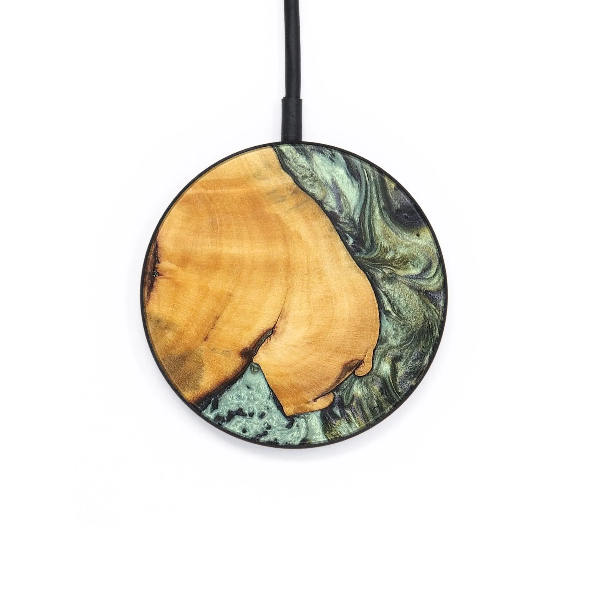 Circle Wood Resin Wireless Charger - Betty (Green, 696214)