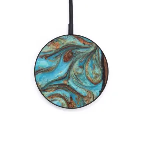 Circle Wood Resin Wireless Charger - Calum (Teal & Gold, 612526)