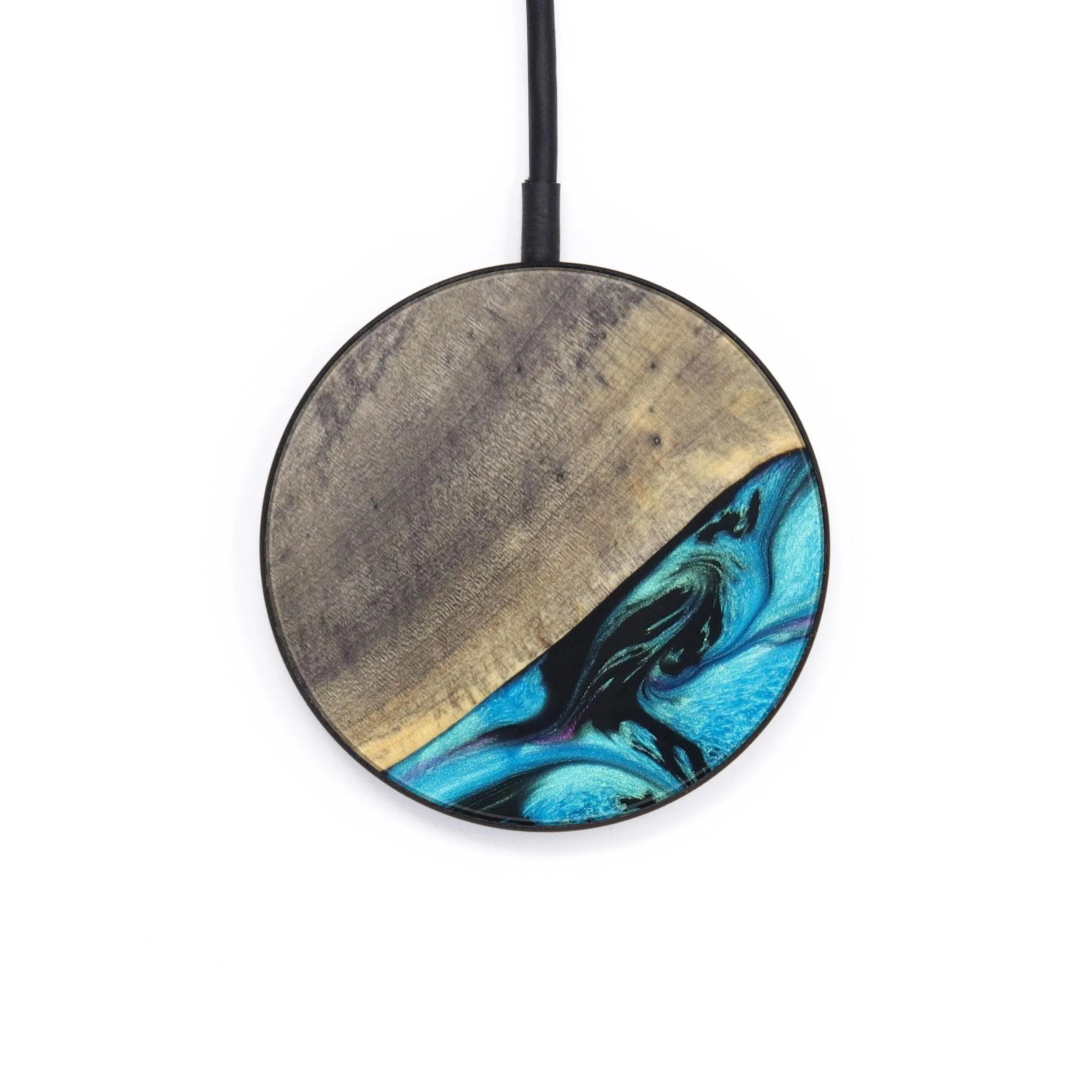 Circle Wood Resin Wireless Charger - Doug (Blue, 635029)