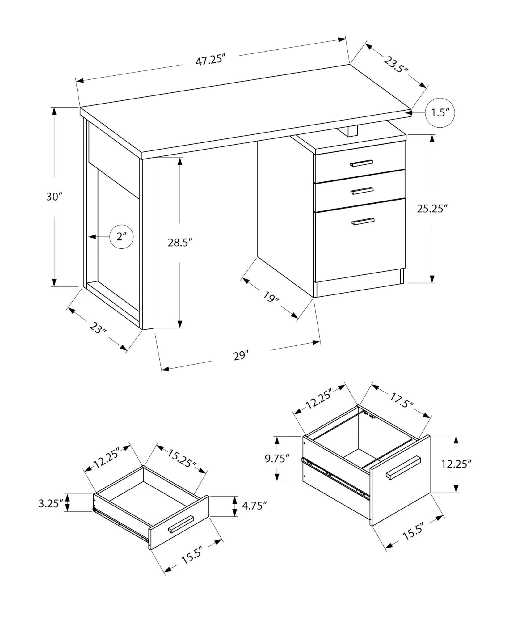 Computer Desk - 48"L / Black Left Or Right Facing