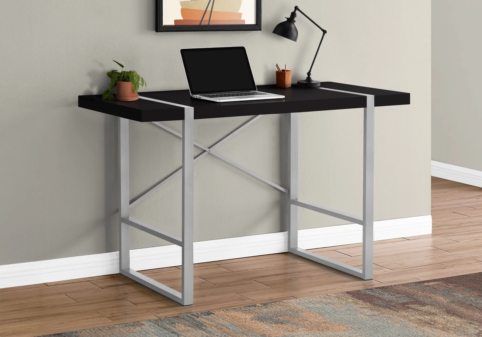 Computer Desk - 48"L / Black / Silver Metal