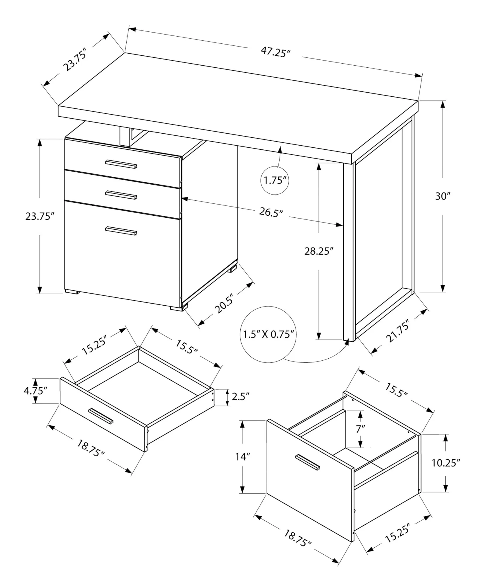 Computer Desk - 48"L / Cherry / Black Metal / L/R Face