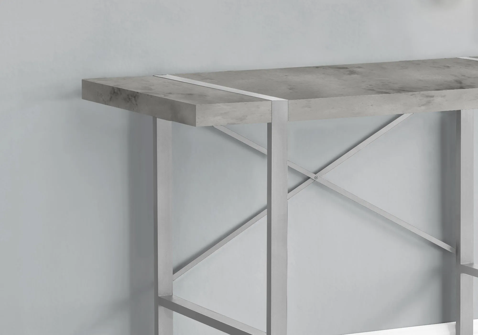 Computer Desk - 48"L / Grey Concrete-Look / Silver Metal