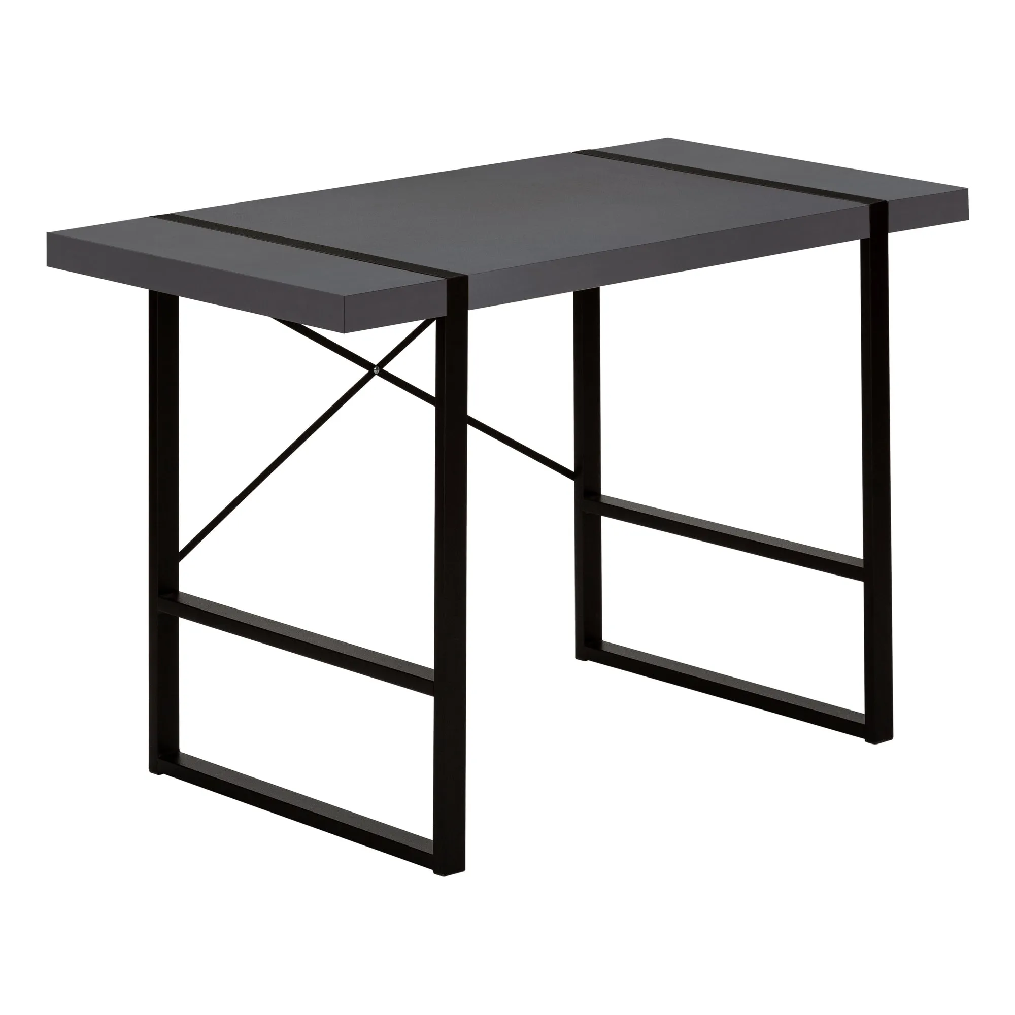 Computer Desk - 48"L / Modern Grey / Black Metal