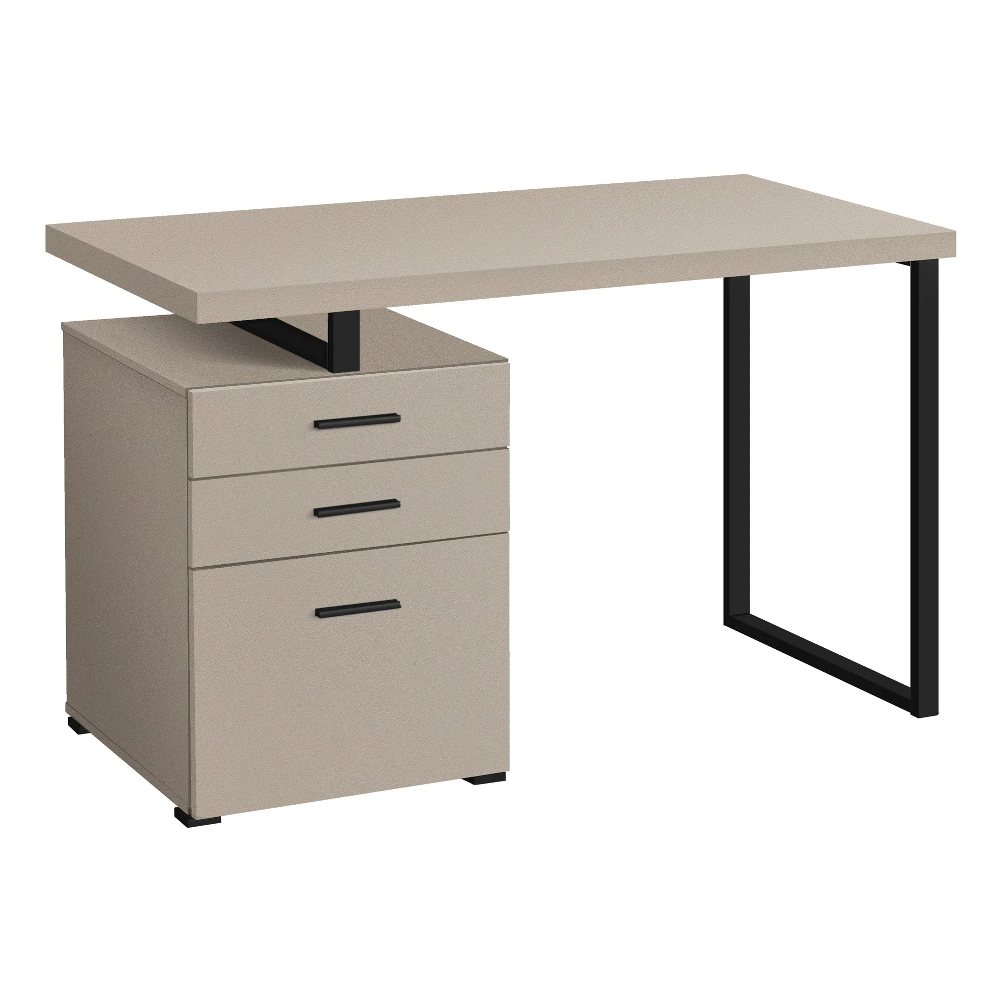 Computer Desk - 48"L / Modern Taupe / Black Metal / L/R