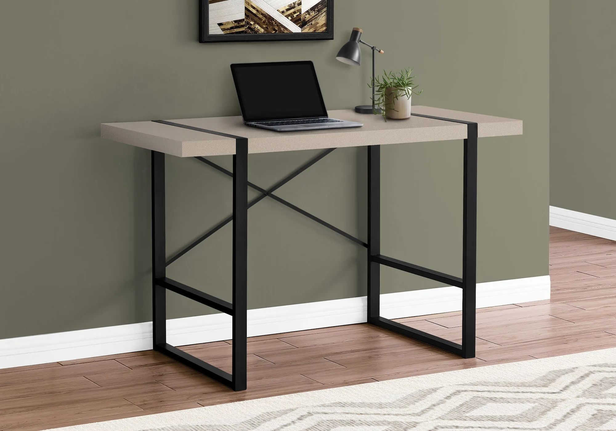 Computer Desk - 48"L / Modern Taupe / Black Metal