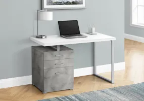 Computer Desk - 48"L / White/ Concrete/ Silver Metal/ L/R