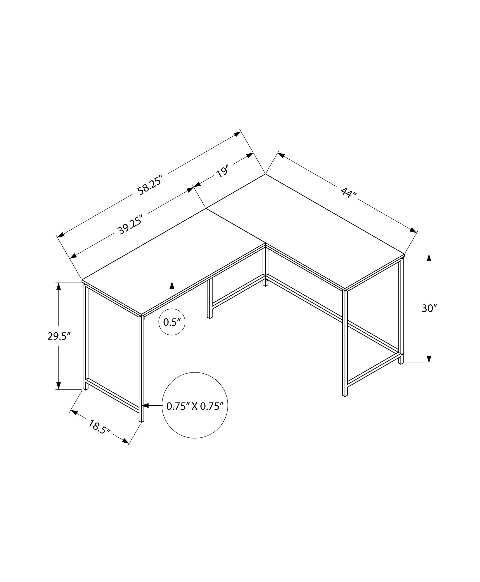 Computer Desk - 58"L / Natural / White Metal Corner