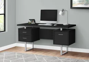 Computer Desk - 60"L / Black / Silver Metal