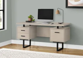 Computer Desk - 60"L / Modern Taupe / Black Metal