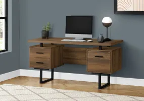 Computer Desk - 60"L / Walnut / Black Metal