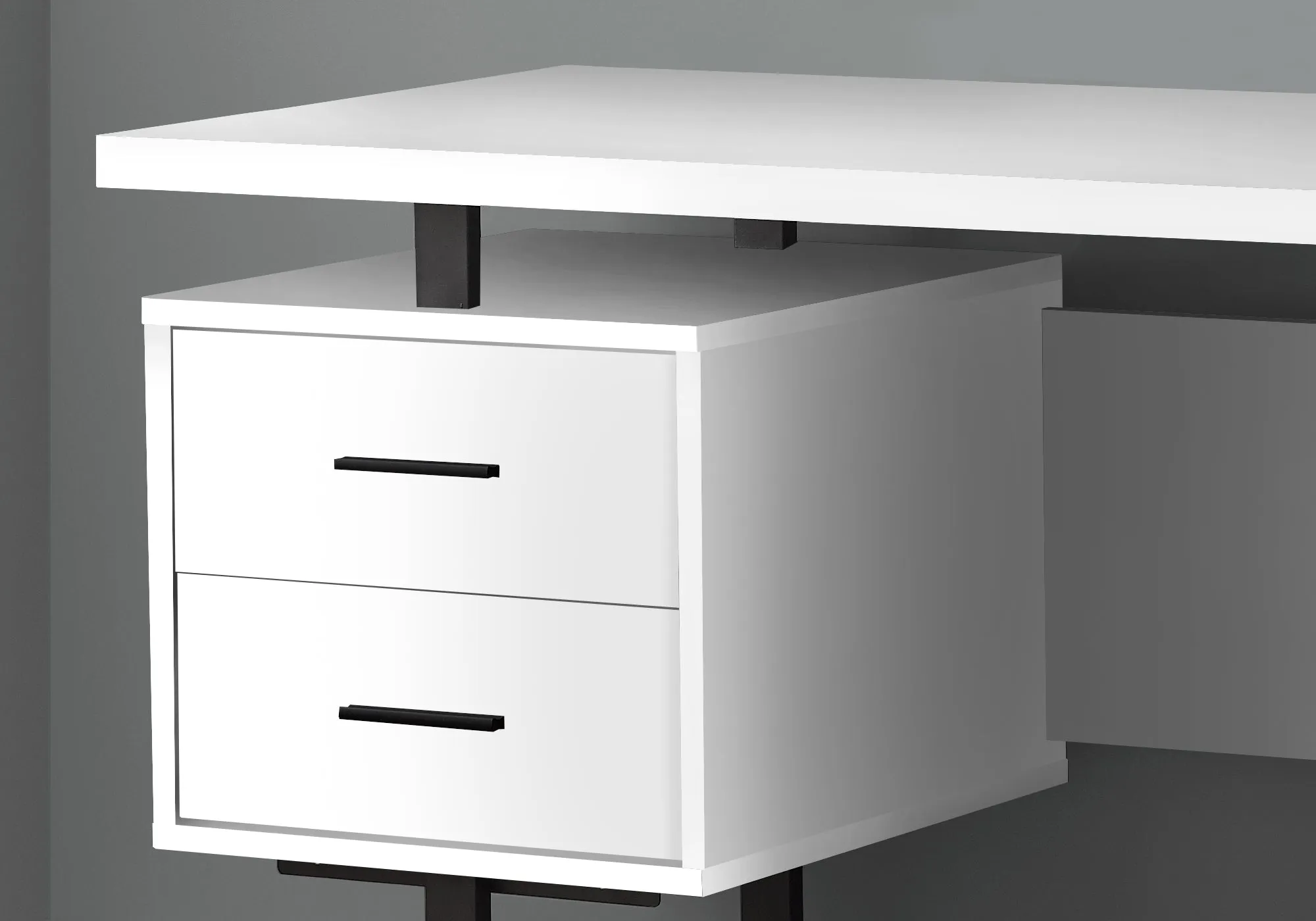 Computer Desk - 60"L / White / Black Metal