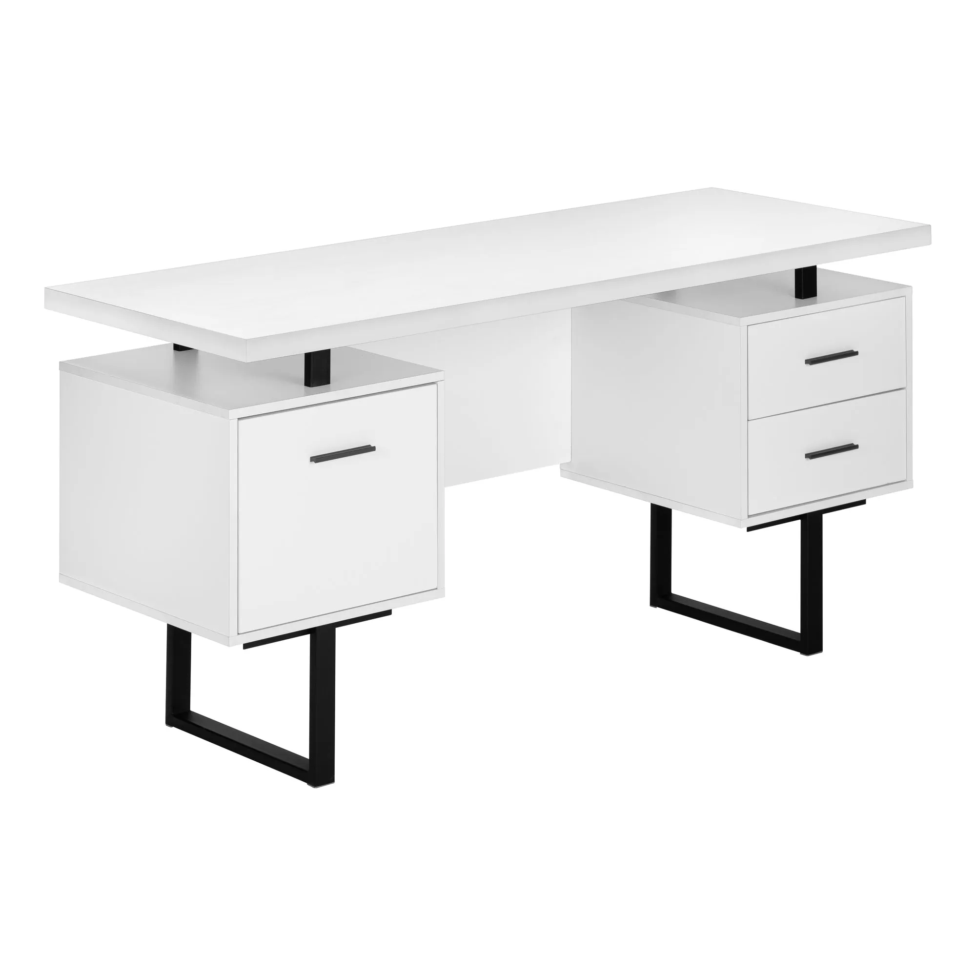 Computer Desk - 60"L / White / Black Metal