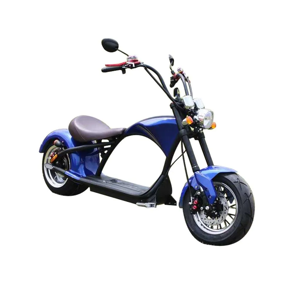 CRONY X1 Harley Electrocar car With BT Speaker 65KM/H Electrocar car Citycoco Fat Tire Electric motorcycle | Blue