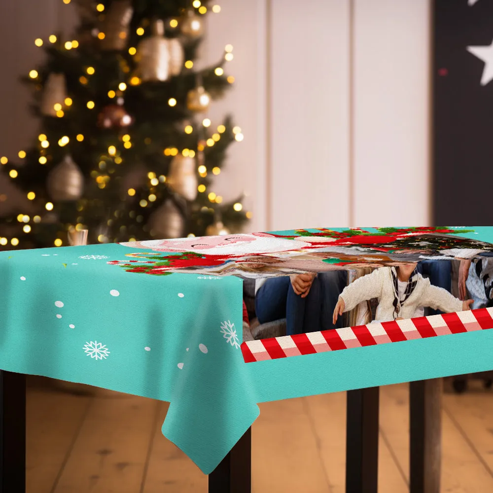 Custom Christmas Santa Photo Tablecloth Personalized Washable Table Cover Christmas Gift