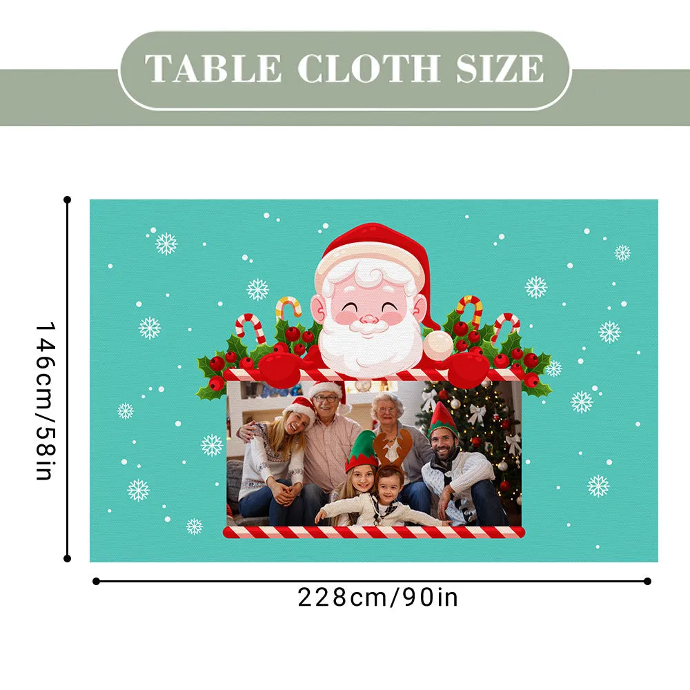 Custom Christmas Santa Photo Tablecloth Personalized Washable Table Cover Christmas Gift