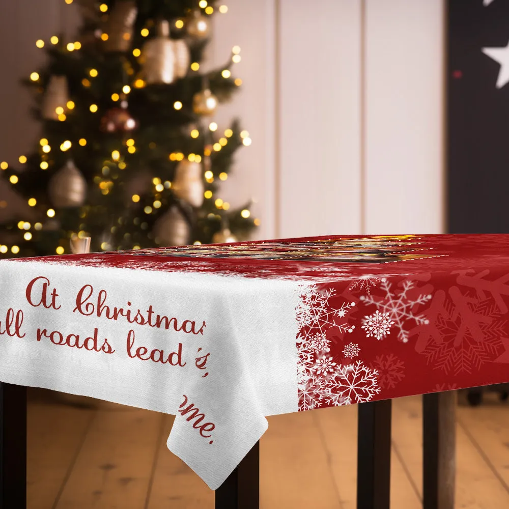 Custom Family Photos Christmas Tree Tablecloth Personalized Washable Table Cover Christmas Gift