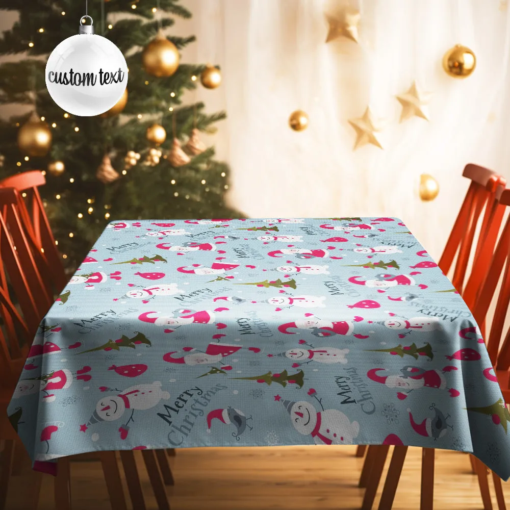 Custom Text Merry Christmas Tablecloth Personalized Washable Table Cover Christmas Gift