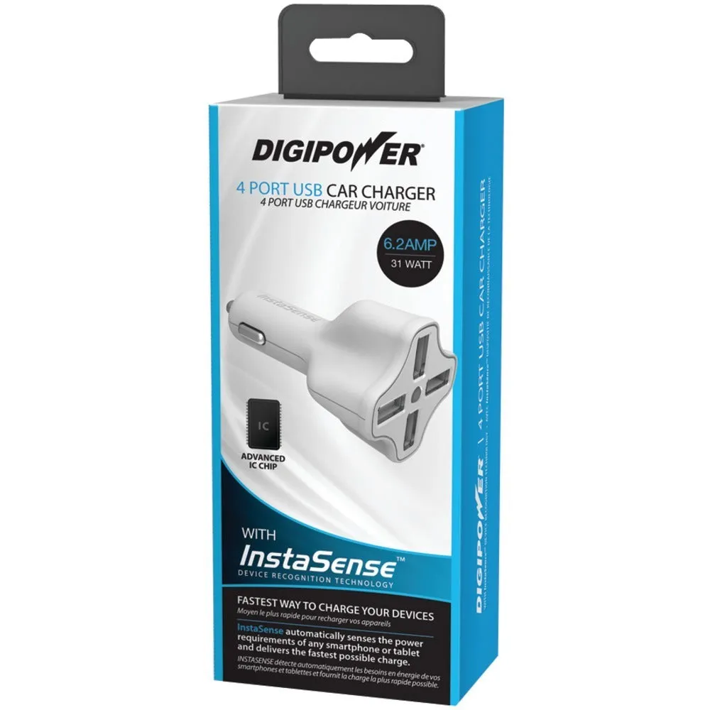 DIGIPOWER PC-406I InstaSense(TM) 4-Port 6.2-Amp USB Car Charger