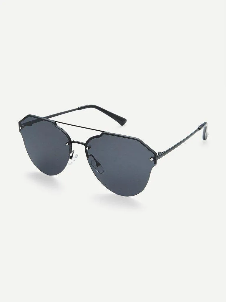 Double Bridge Rimless Sunglasses