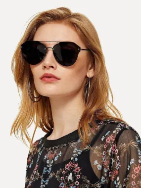 Double Bridge Rimless Sunglasses