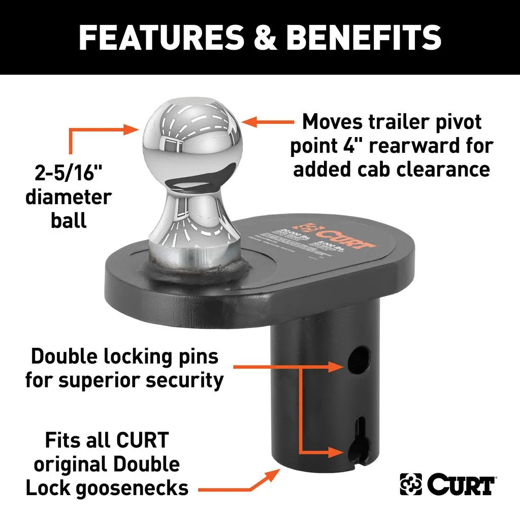 Double Lock 2-5/16" Offset Gooseneck Ball (4" Rearward Offset)