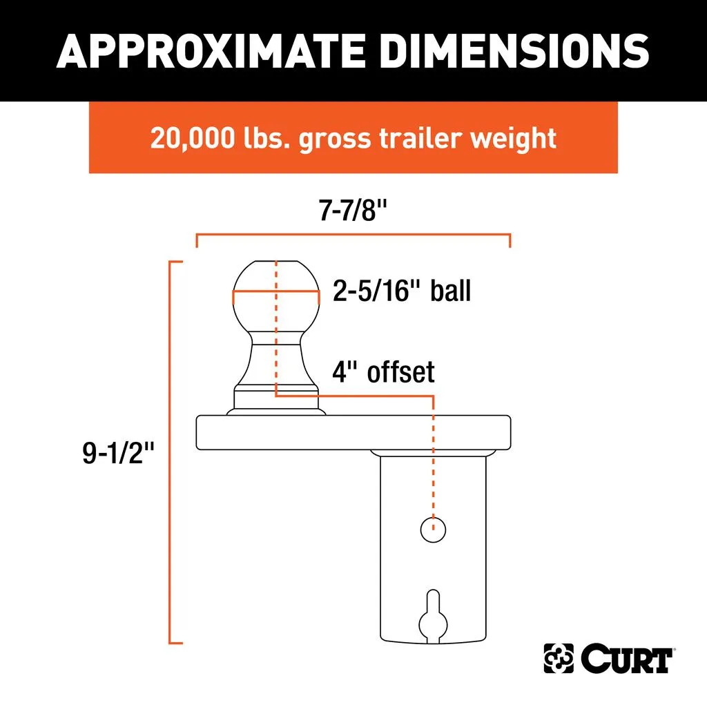 Double Lock 2-5/16" Offset Gooseneck Ball (4" Rearward Offset)