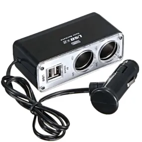 Double Usb Port 2 Way Car Cigarette Lighter Socket Splitter Charger