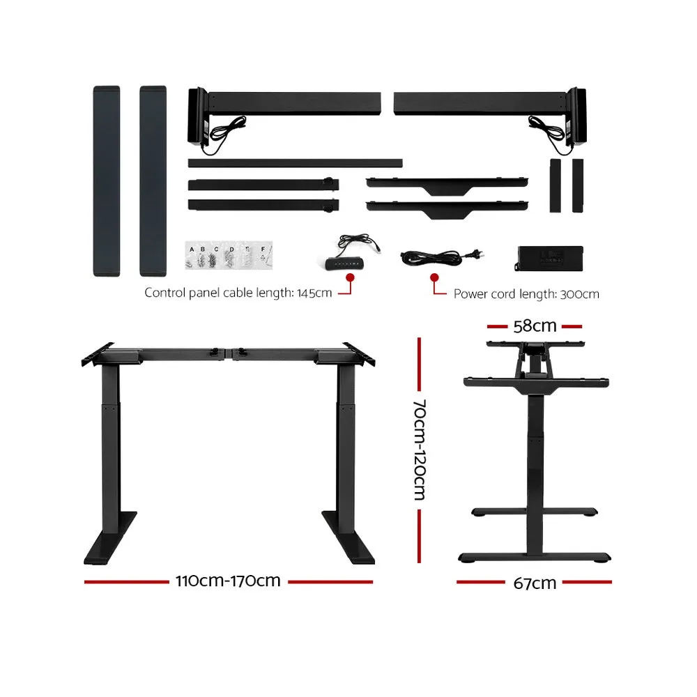 Dual Motor Adjustable Standing Desk Frame, Black - Artiss