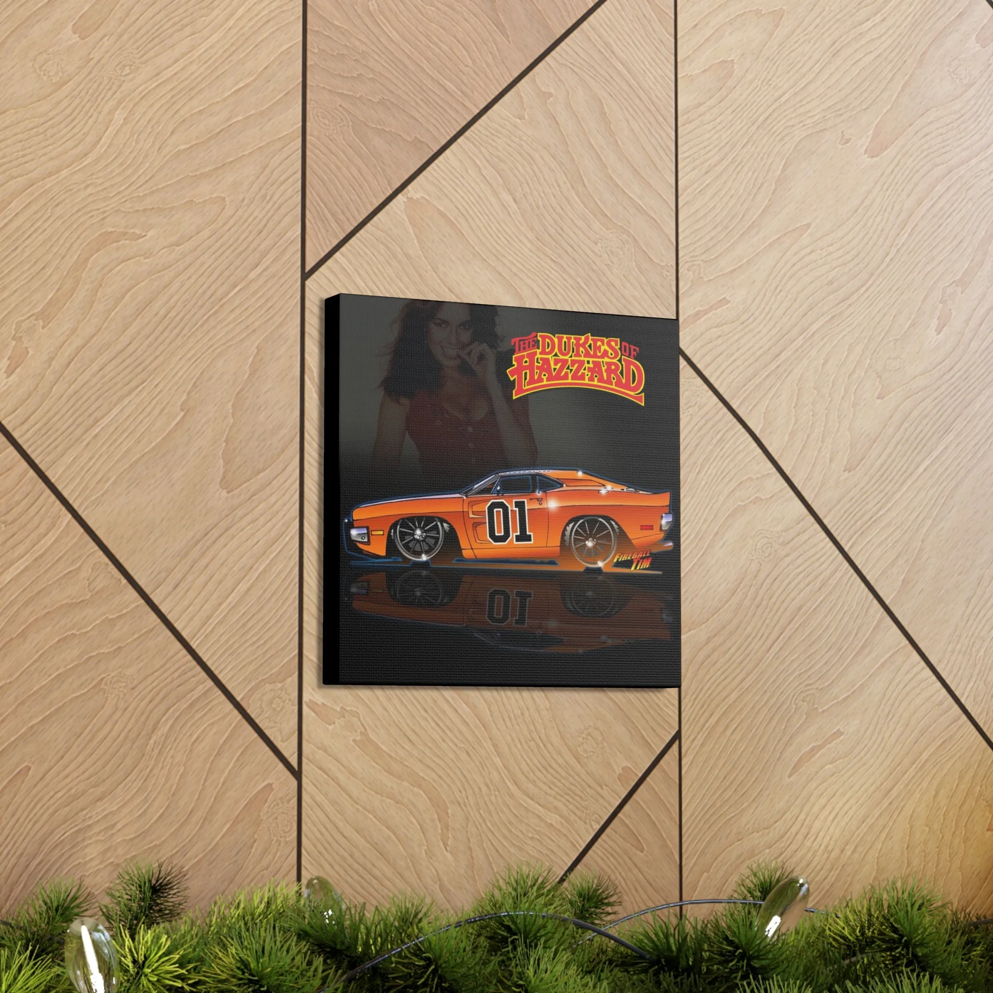 DUKES OF HAZZARD General Lee Dodge Charger Concept Art Canvas Print 12x12