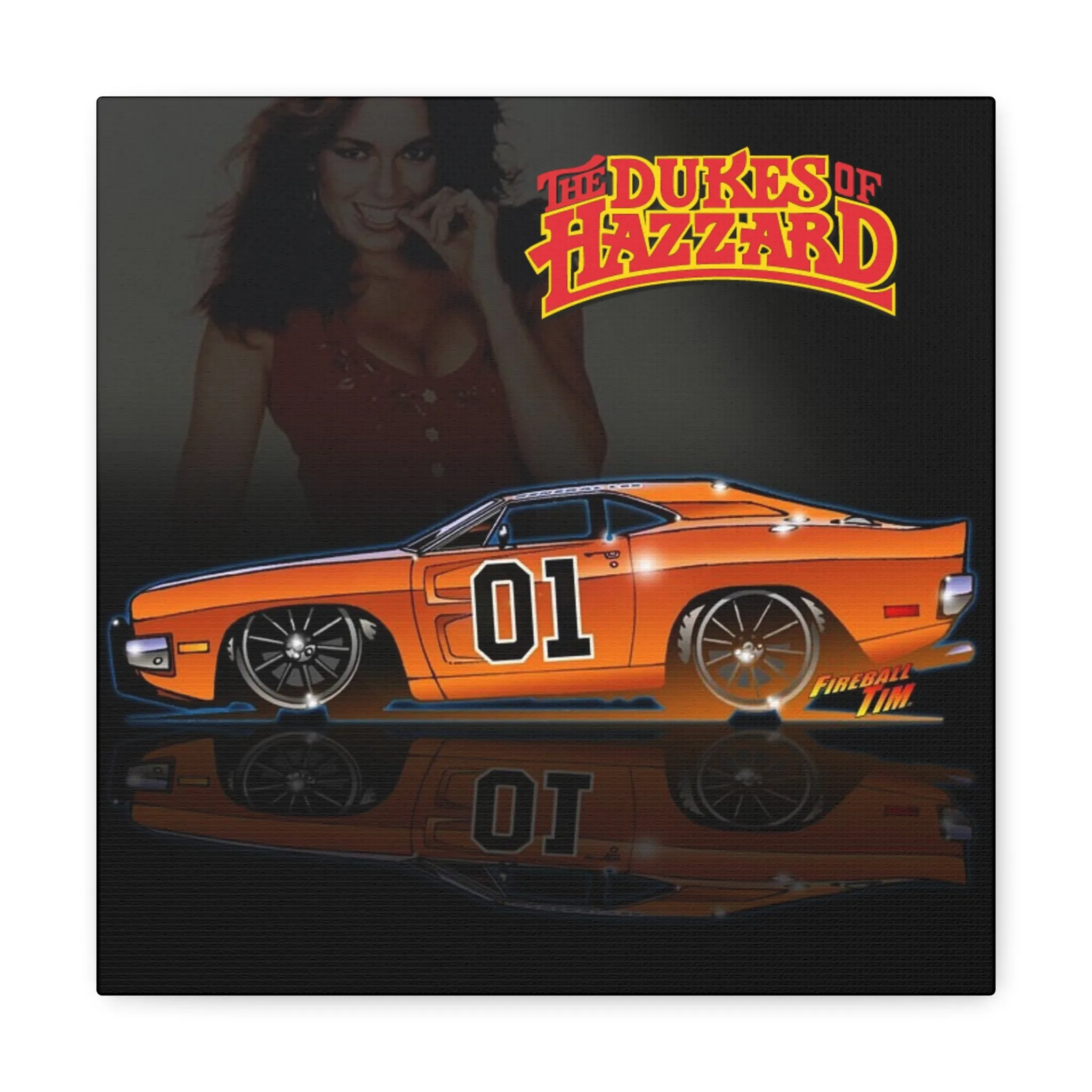 DUKES OF HAZZARD General Lee Dodge Charger Concept Art Canvas Print 12x12