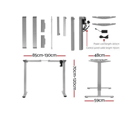 Electric Standing Desk Motorised Sit Stand Desks Table Grey Walnut 140cm