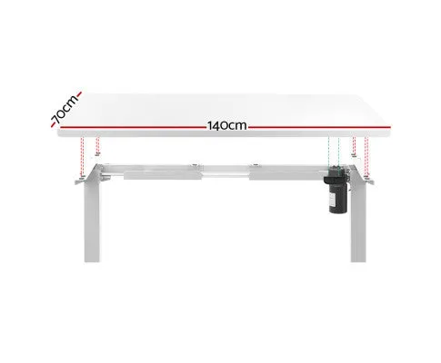 Electric Standing Desk Motorised Sit Stand Desks Table White 140cm