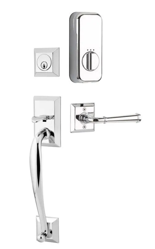 Emtek Single Cylinder Franklin Handleset EMPowered Motorized Smart Lock Upgrade With Astoria Glass Knob