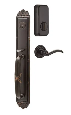 Emtek Single Cylinder Imperial Handleset EMPowered Motorized Smart Lock Upgrade With Waverly Knob