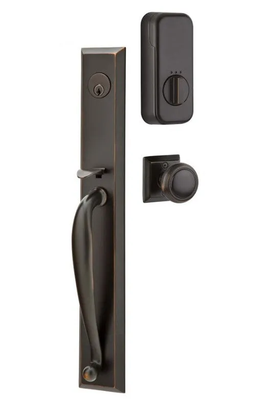 Emtek Single Cylinder Jefferson Handleset EMPowered Motorized Smart Lock Upgrade With Milano Lever