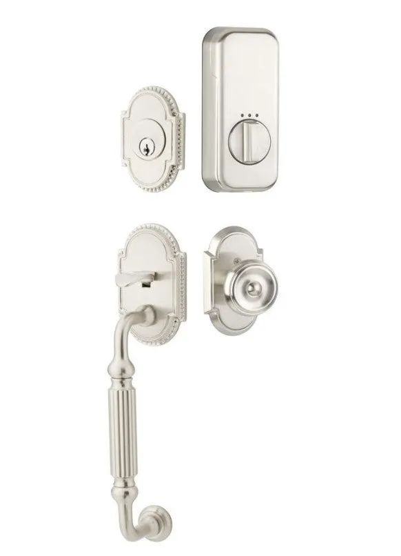 Emtek Single Cylinder Knoxville Handleset EMPowered Motorized Smart Lock Upgrade With Cortina Lever