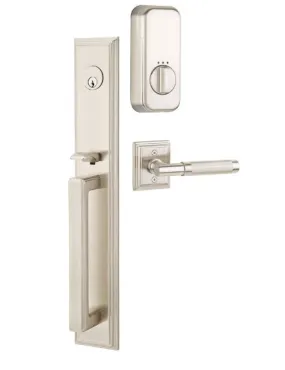 Emtek Single Cylinder Melrose Handleset EMPowered Motorized Smart Lock Upgrade With Basel Lever