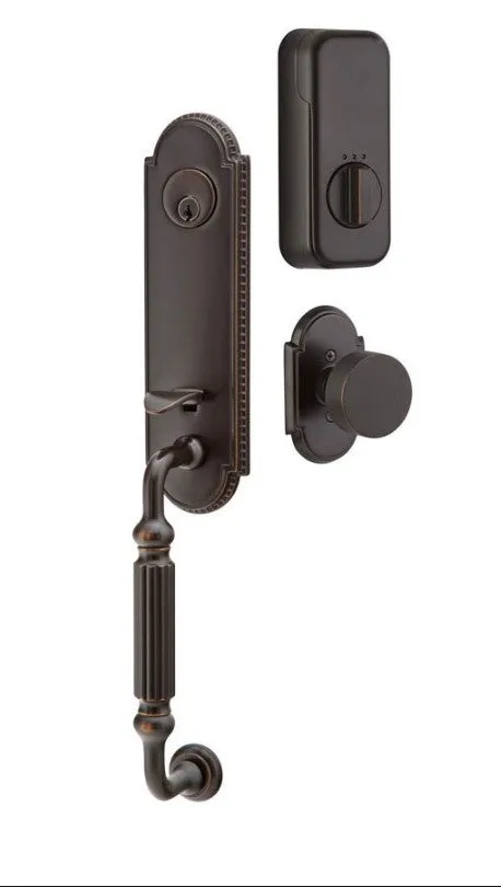 Emtek Single Cylinder Orleans Handleset EMPowered Motorized Smart Lock Upgrade With Freestone Knob