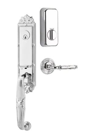 Emtek Single Cylinder Ribbon & Reed Handleset EMPowered Motorized Smart Lock Upgrade With Rope Lever